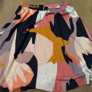 SHEIN Pink and Black Skater Skirt Knee-Length Resort Wear